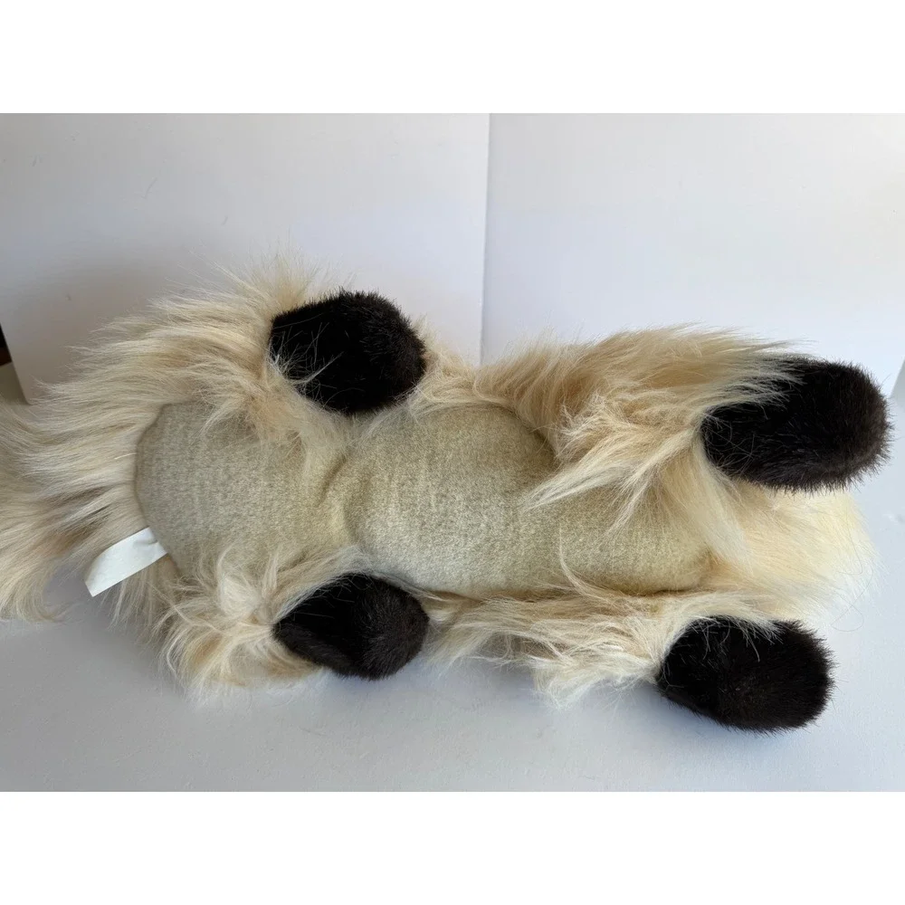Commonwealth Toy Plush Cat Cream Long Hair Blue Eyes Teal‎ Bow Vintage Style